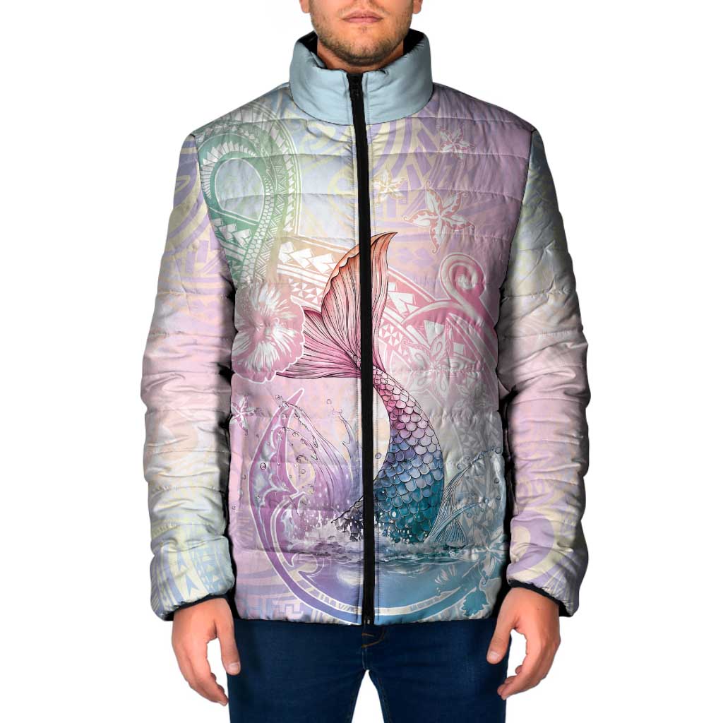 Hawaii Mermaid Sweet Pastel Padded Jacket Polynesian Pattern Fish Hook LT01 Men Multicolor - Polynesian Pride