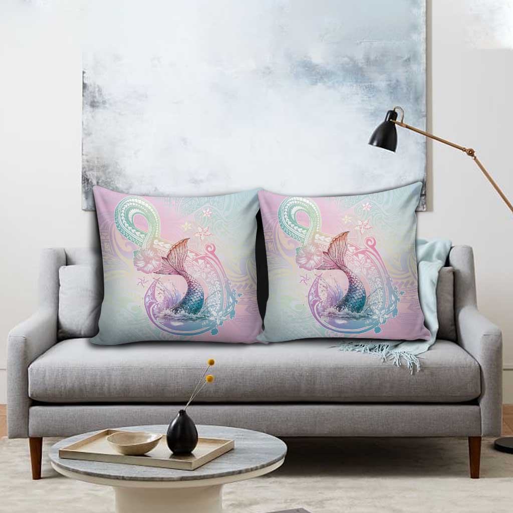 Hawaii Mermaid Sweet Pastel Pillow Cover Polynesian Pattern Fish Hook LT01 - Polynesian Pride