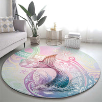 Hawaii Mermaid Sweet Pastel Round Carpet Polynesian Pattern Fish Hook LT01 - Polynesian Pride