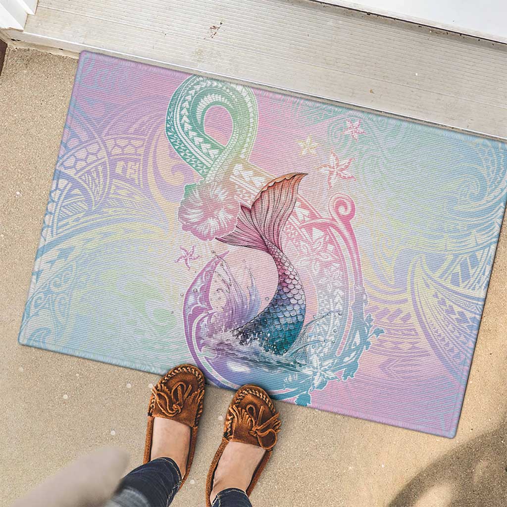 Hawaii Mermaid Sweet Pastel Rubber Doormat Polynesian Pattern Fish Hook LT01 - Polynesian Pride
