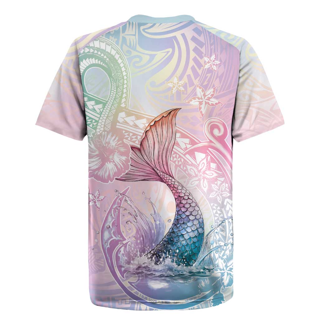 Hawaii Mermaid Sweet Pastel Rugby Jersey Polynesian Pattern Fish Hook LT01 - Polynesian Pride