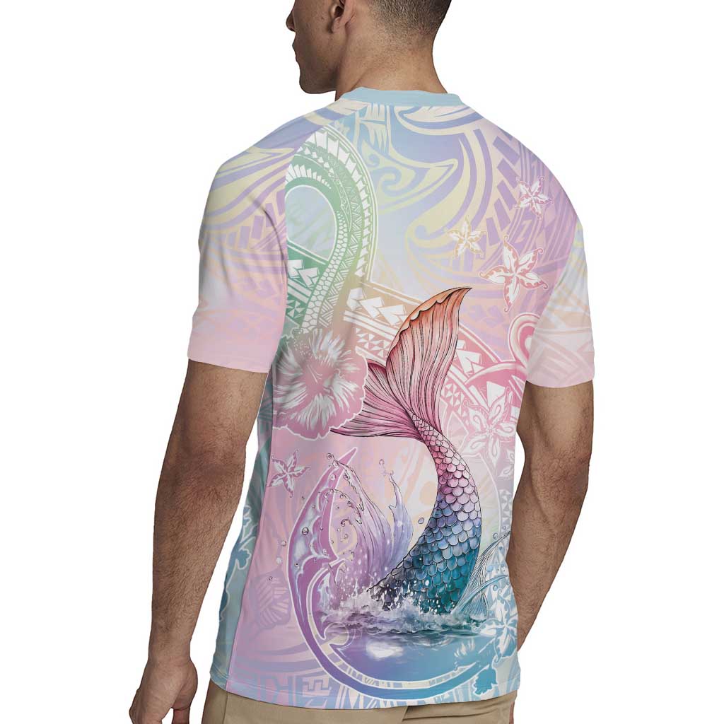 Hawaii Mermaid Sweet Pastel Rugby Jersey Polynesian Pattern Fish Hook LT01 - Polynesian Pride