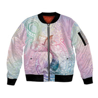 Hawaii Mermaid Sweet Pastel Sleeve Zip Bomber Jacket Polynesian Pattern Fish Hook LT01 Unisex Multicolor - Polynesian Pride