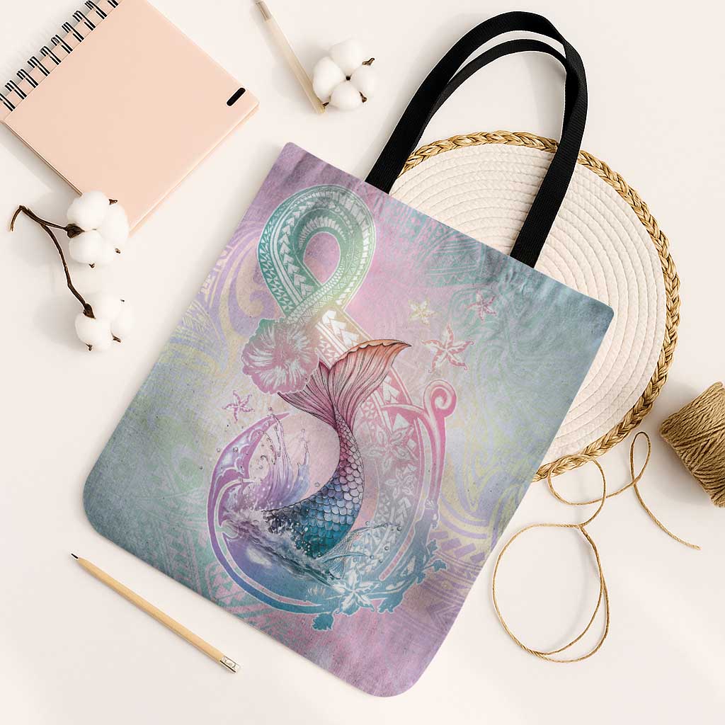 Hawaii Mermaid Sweet Pastel Tote Bag Polynesian Pattern Fish Hook LT01 Black Strap One Size Multicolor - Polynesian Pride