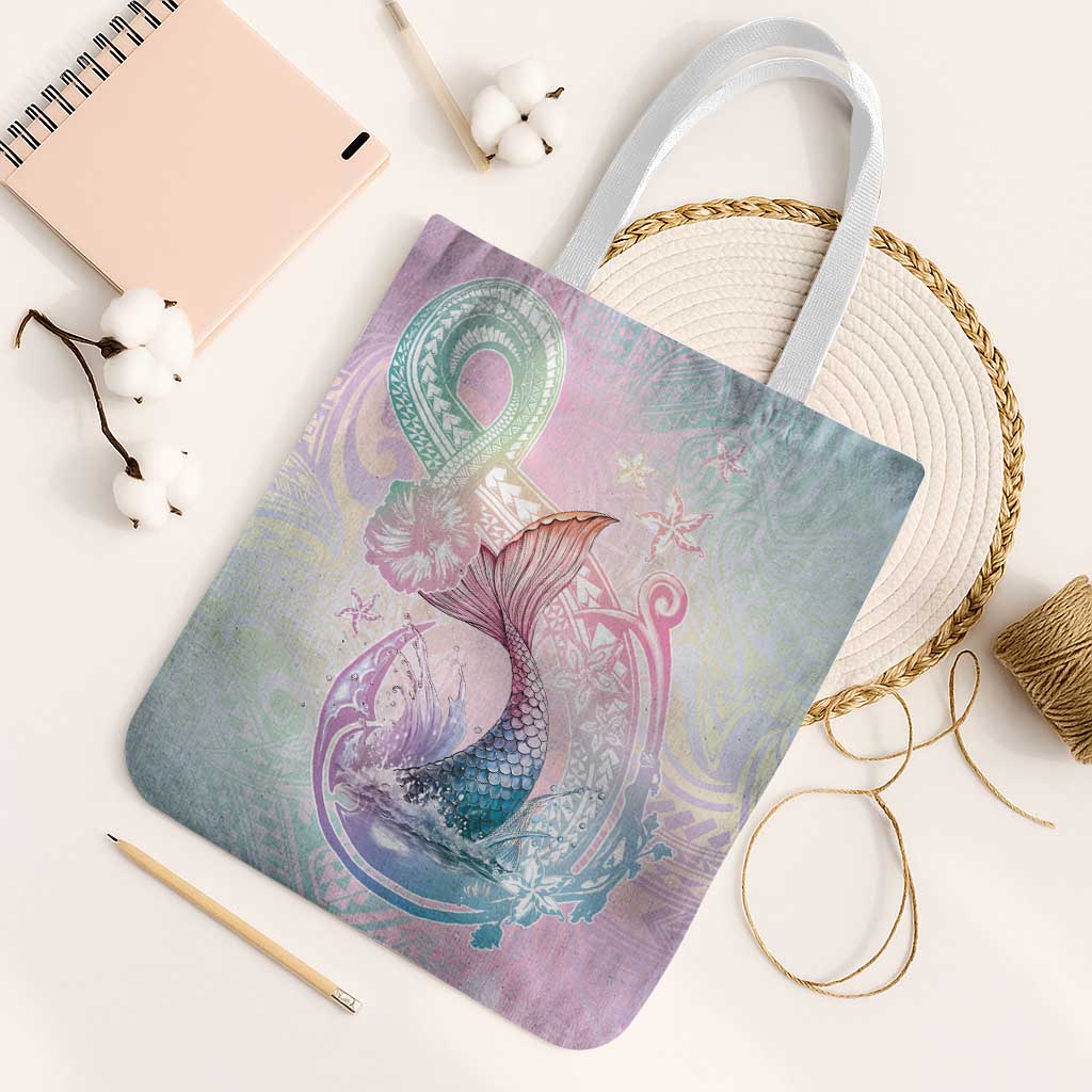 Hawaii Mermaid Sweet Pastel Tote Bag Polynesian Pattern Fish Hook LT01 White Strap One Size Multicolor - Polynesian Pride