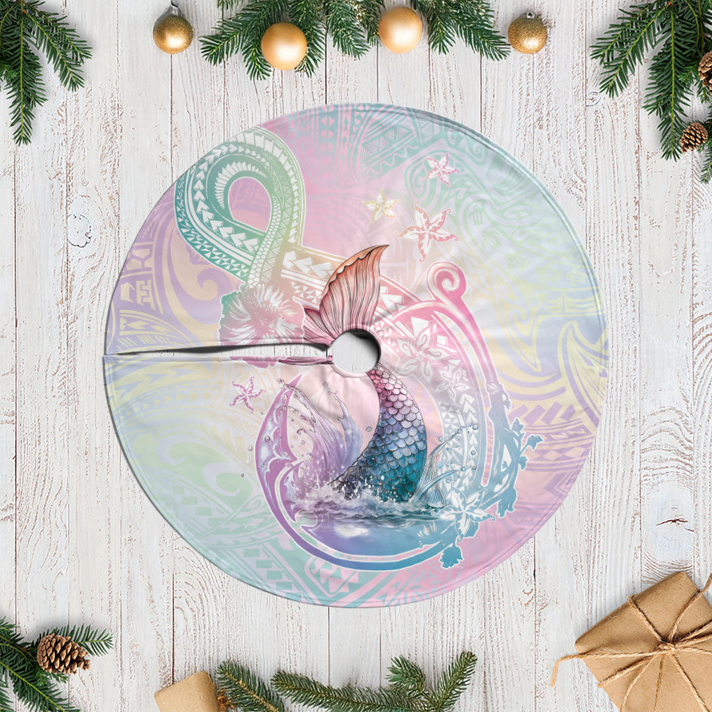 Hawaii Mermaid Sweet Pastel Tree Skirt Polynesian Pattern Fish Hook