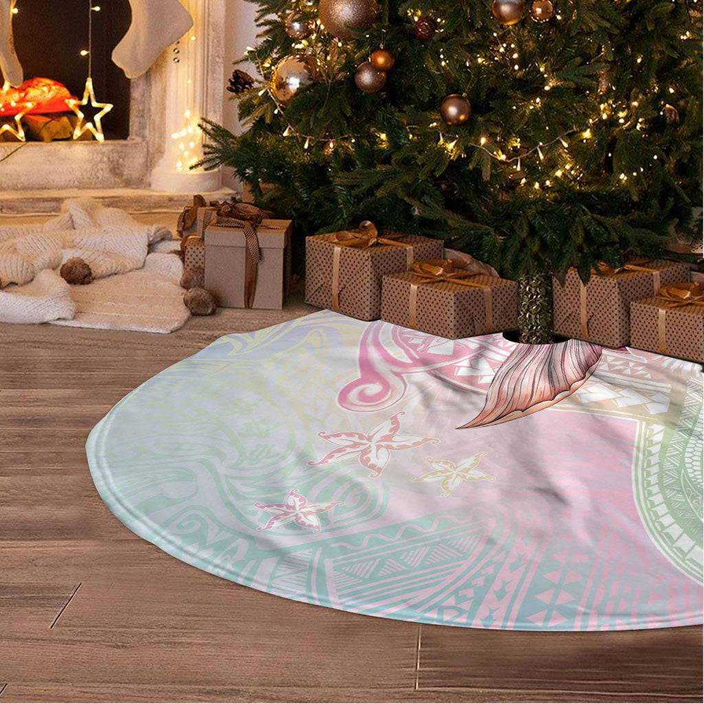Hawaii Mermaid Sweet Pastel Tree Skirt Polynesian Pattern Fish Hook