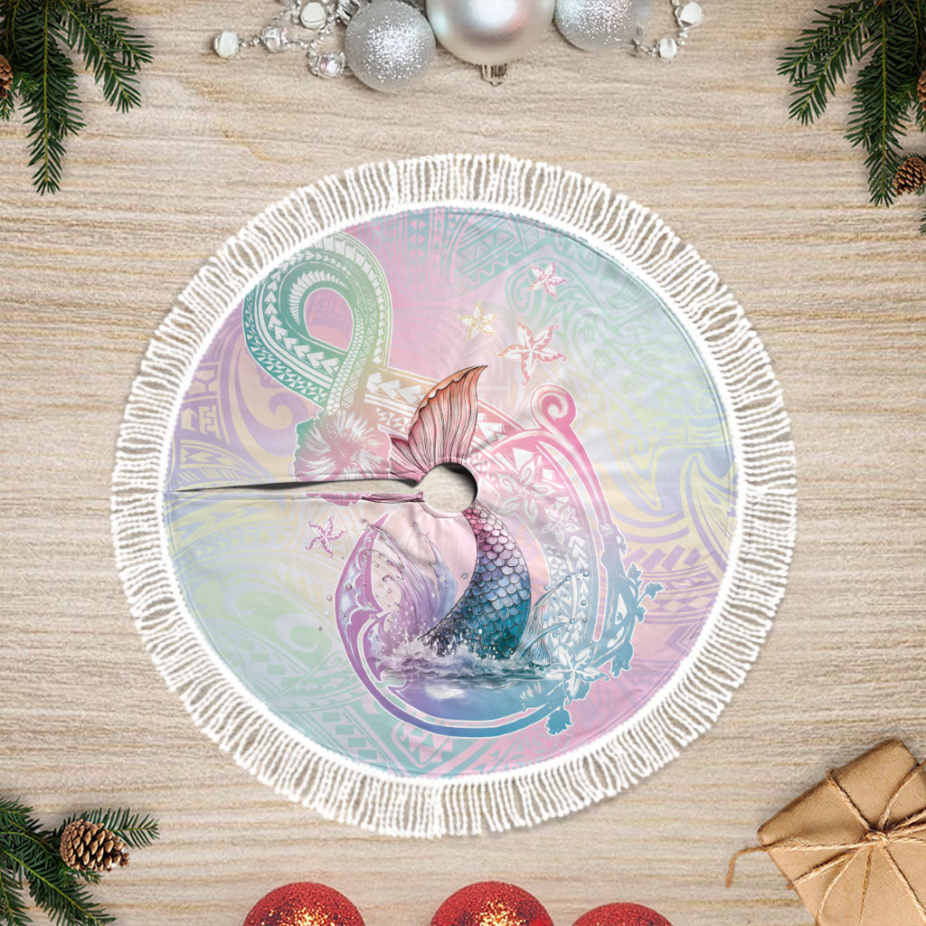 Hawaii Mermaid Sweet Pastel Tree Skirt Polynesian Pattern Fish Hook