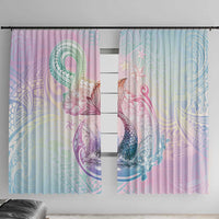 Hawaii Mermaid Sweet Pastel Window Curtain Polynesian Pattern Fish Hook LT01 With Hooks Multicolor - Polynesian Pride