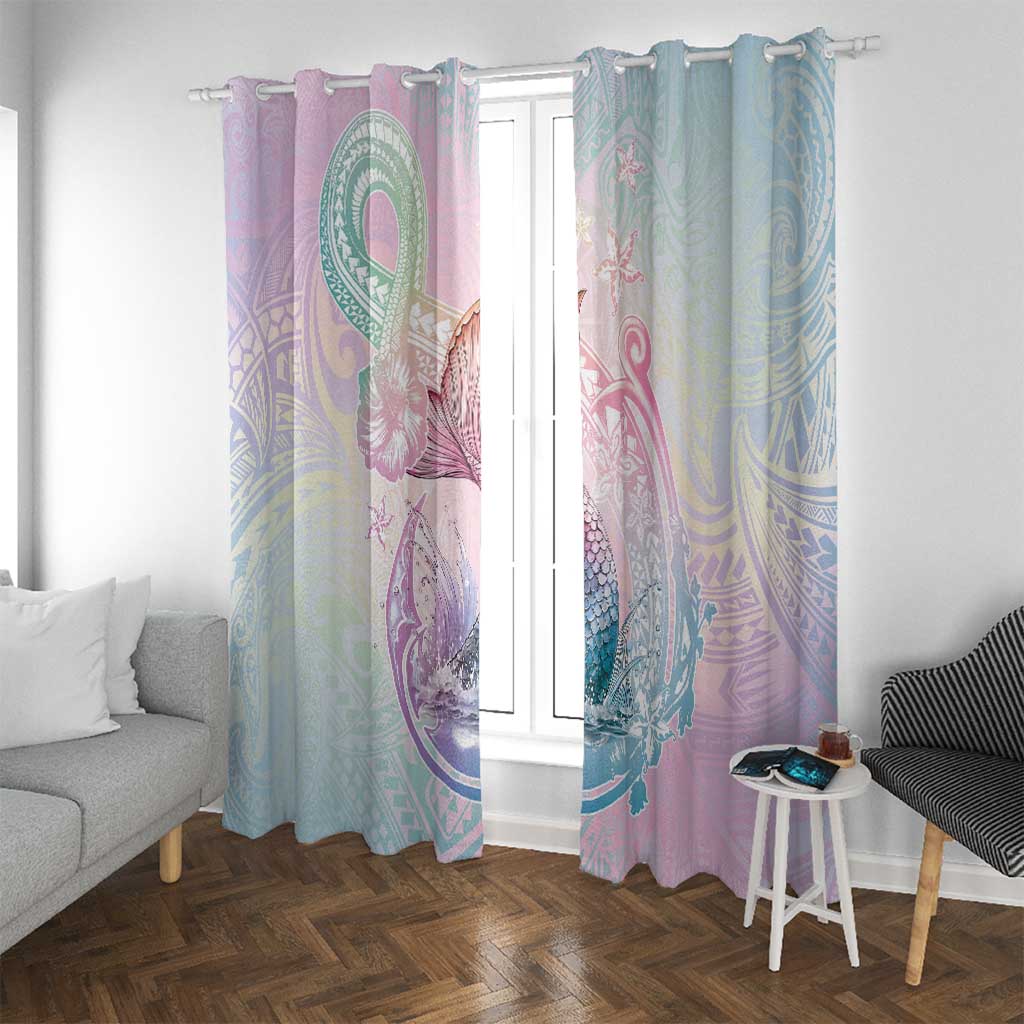 Hawaii Mermaid Sweet Pastel Window Curtain Polynesian Pattern Fish Hook LT01 With Grommets Multicolor - Polynesian Pride