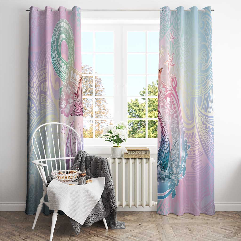 Hawaii Mermaid Sweet Pastel Window Curtain Polynesian Pattern Fish Hook LT01 - Polynesian Pride