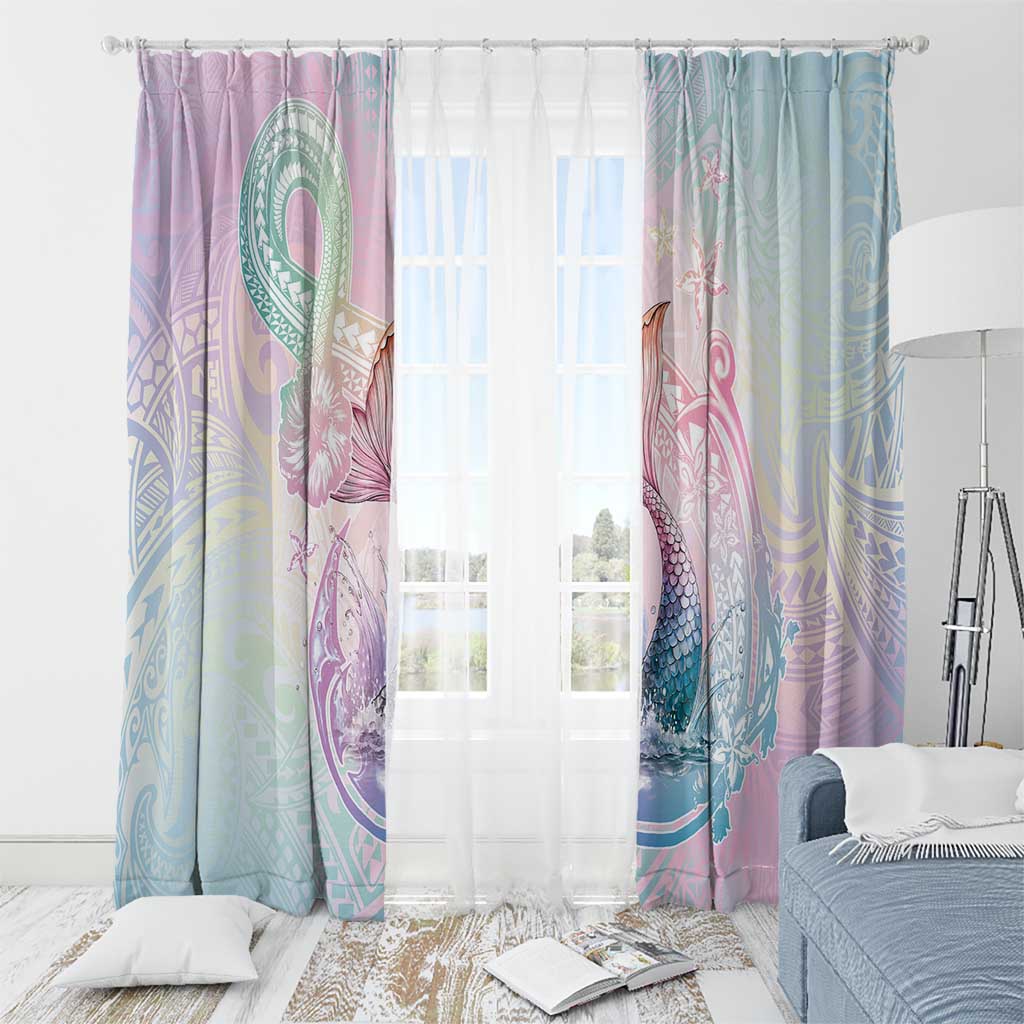Hawaii Mermaid Sweet Pastel Window Curtain Polynesian Pattern Fish Hook LT01 - Polynesian Pride