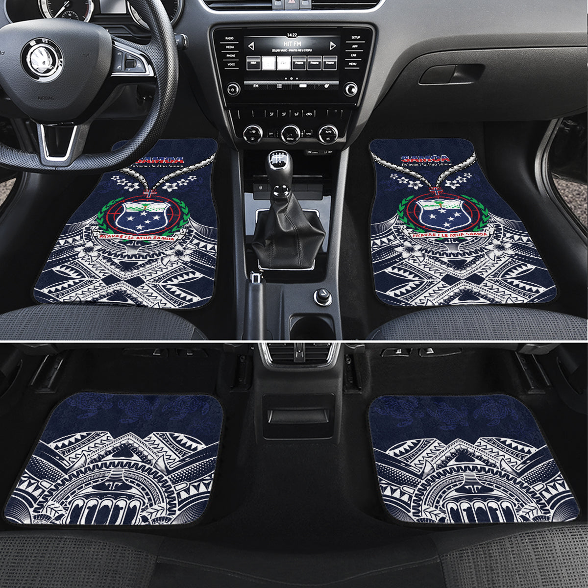 Samoa Independence Day Car Mats Ula Nifo Mix Turtle LT01 Set 4pcs Blue - Polynesian Pride