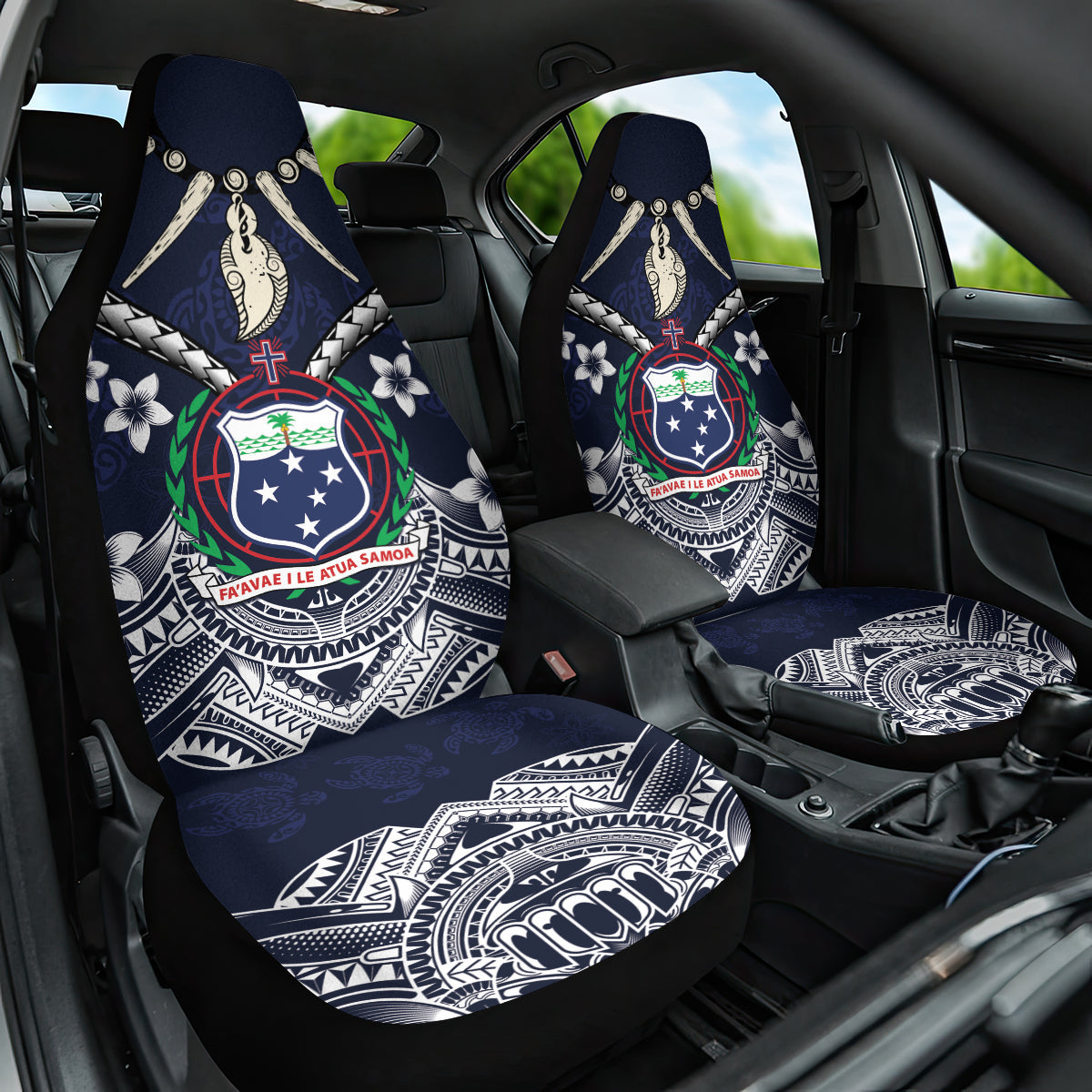 Samoa Independence Day Car Seat Cover Ula Nifo Mix Turtle LT01 One Size Blue - Polynesian Pride