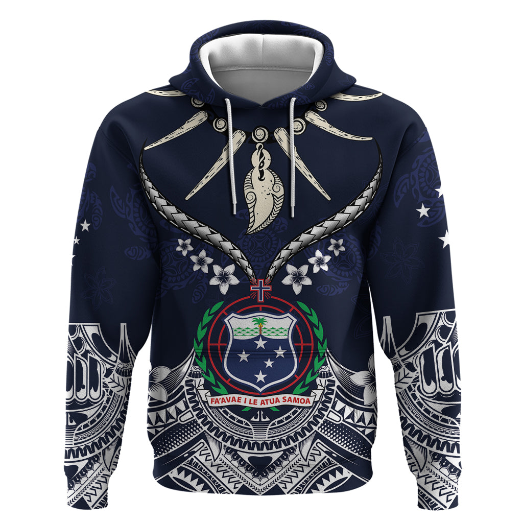 Samoa Independence Day Hoodie Ula Nifo Mix Turtle LT01 Pullover Hoodie Blue - Polynesian Pride