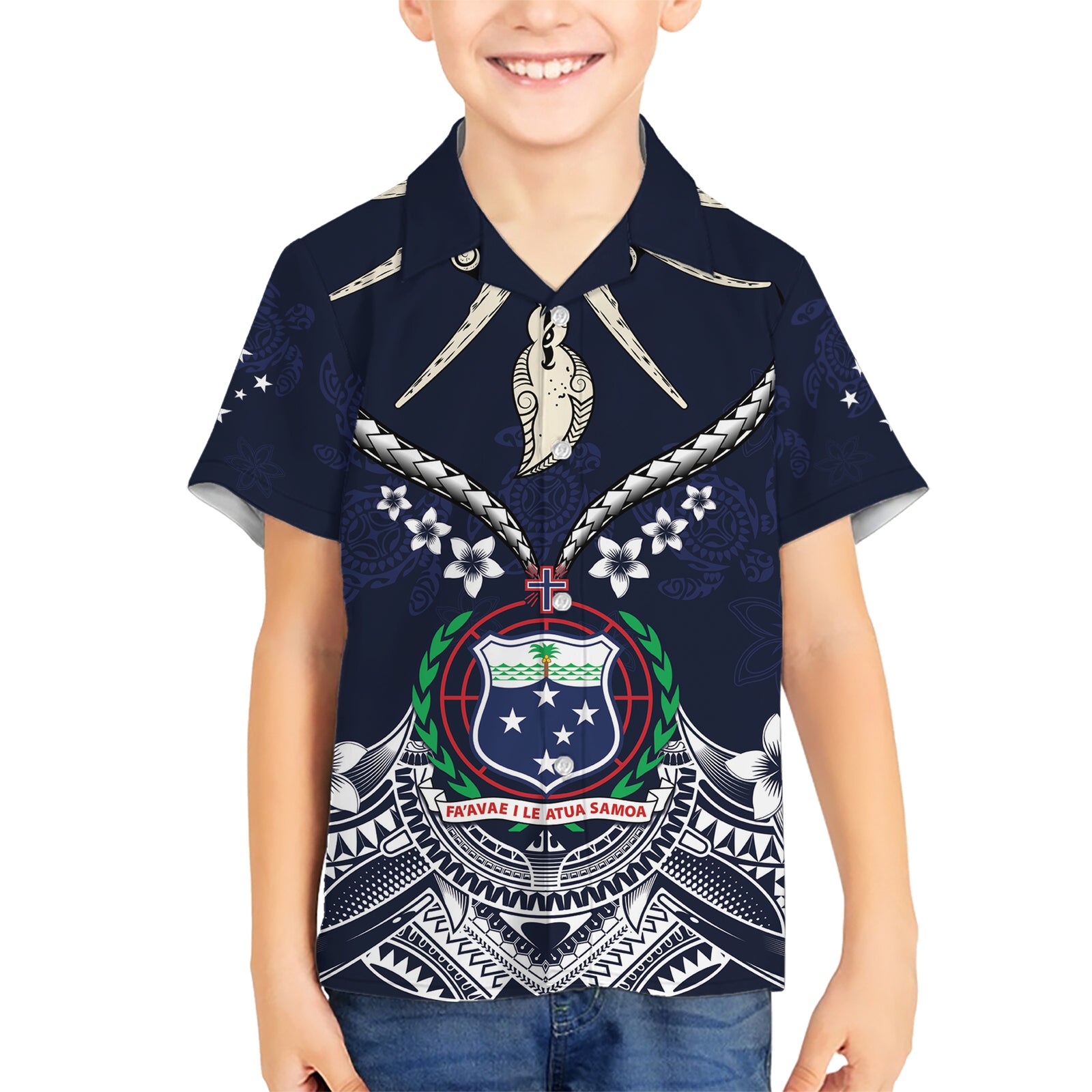 Samoa Independence Day Kid Hawaiian Shirt Ula Nifo Mix Turtle LT01 Kid Blue - Polynesian Pride