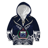 Samoa Independence Day Kid Hoodie Ula Nifo Mix Turtle LT01 Zip Hoodie Blue - Polynesian Pride