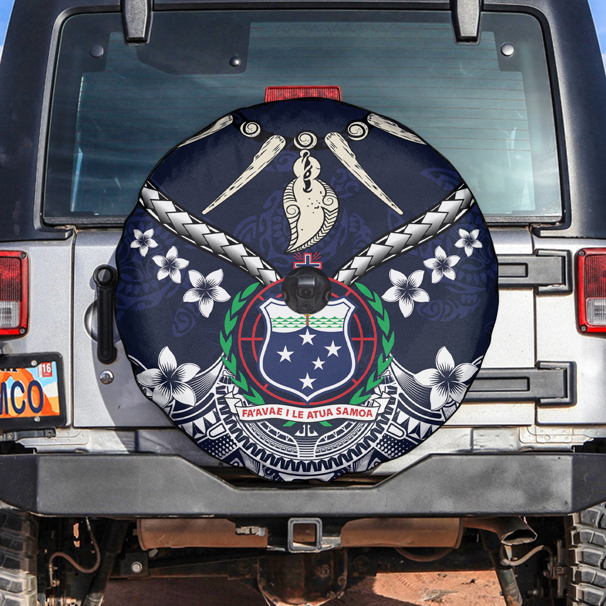 Samoa Independence Day Spare Tire Cover Ula Nifo Mix Turtle LT01 Blue - Polynesian Pride