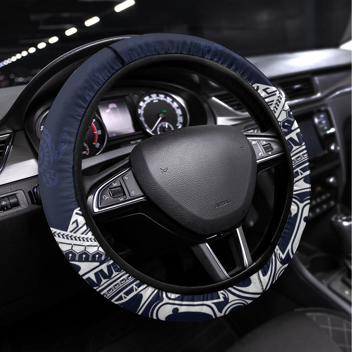 Samoa Independence Day Steering Wheel Cover Ula Nifo Mix Turtle LT01 Universal Fit Blue - Polynesian Pride