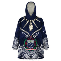 Samoa Independence Day Wearable Blanket Hoodie Ula Nifo Mix Turtle LT01 One Size Blue - Polynesian Pride