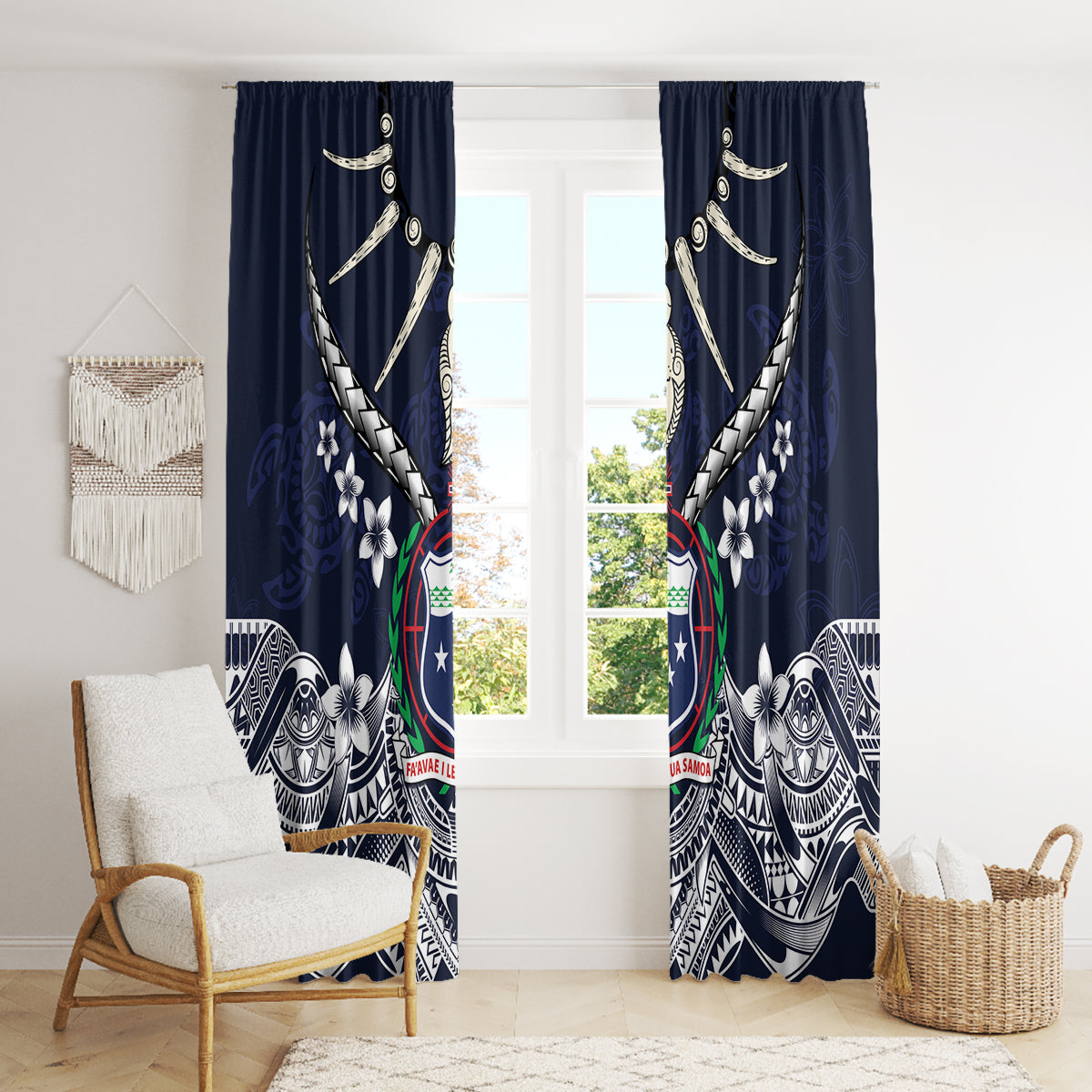 Samoa Independence Day Window Curtain Ula Nifo Mix Turtle LT01 - Polynesian Pride