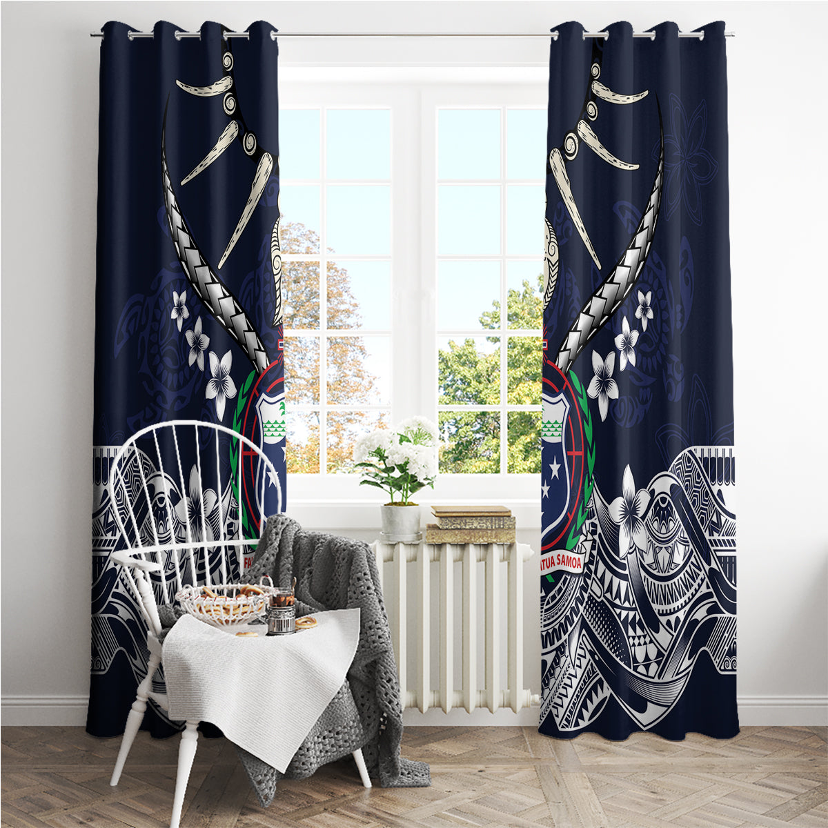 Samoa Independence Day Window Curtain Ula Nifo Mix Turtle LT01 - Polynesian Pride