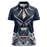 Samoa Independence Day Women Polo Shirt Ula Nifo Mix Turtle LT01 Female Blue - Polynesian Pride