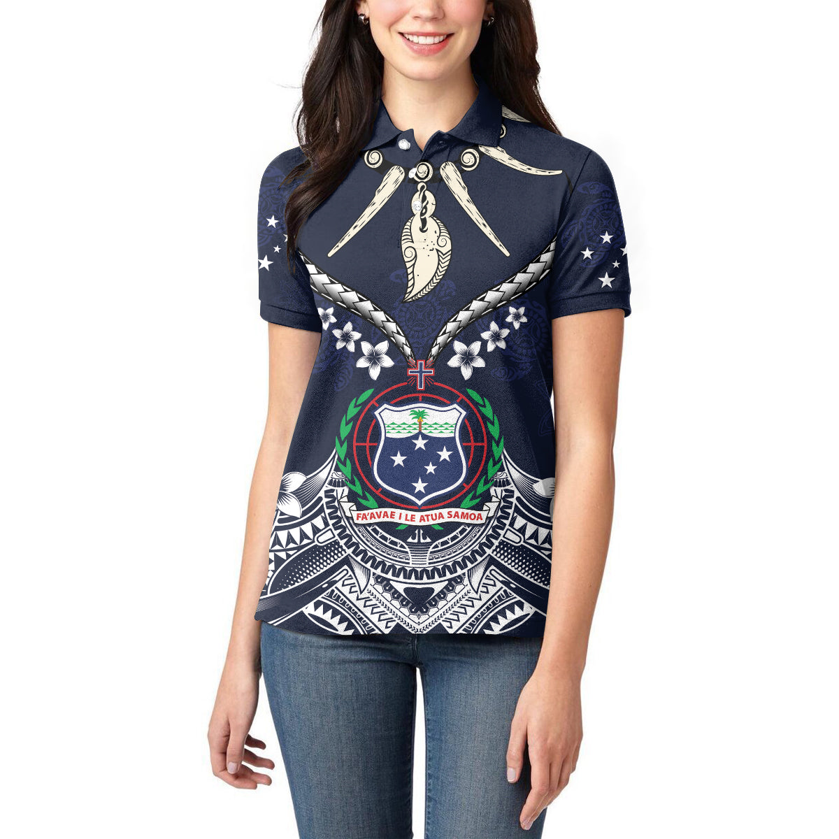 Samoa Independence Day Women Polo Shirt Ula Nifo Mix Turtle LT01 - Polynesian Pride