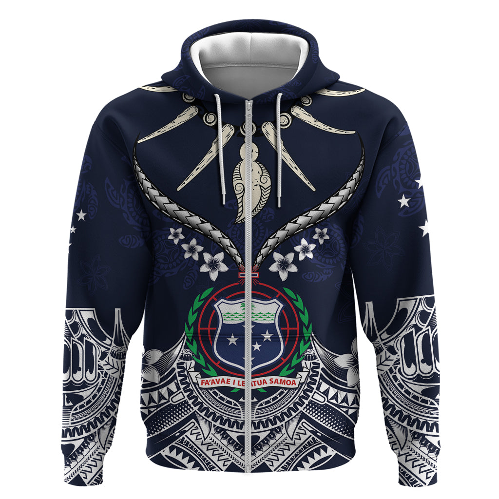 Samoa Independence Day Zip Hoodie Ula Nifo Mix Turtle LT01 Zip Hoodie Blue - Polynesian Pride