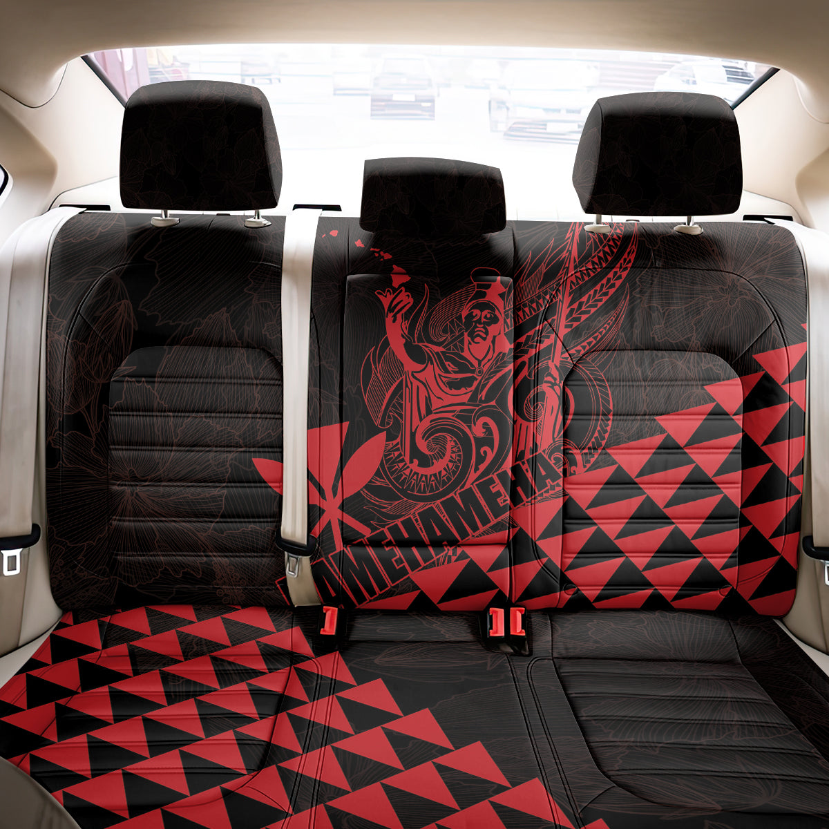King Kamehameha Day Back Car Seat Cover Kakau Polynesian Pattern LT01 - Polynesian Pride