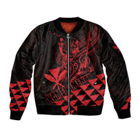 Personalized King Kamehameha Day Sleeve Zip Bomber Jacket Kakau Polynesian Pattern LT01 Unisex Red - Polynesian Pride