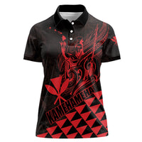 Personalized King Kamehameha Day Women Polo Shirt Kakau Polynesian Pattern LT01 Female Red - Polynesian Pride