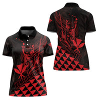 Personalized King Kamehameha Day Women Polo Shirt Kakau Polynesian Pattern LT01 - Polynesian Pride