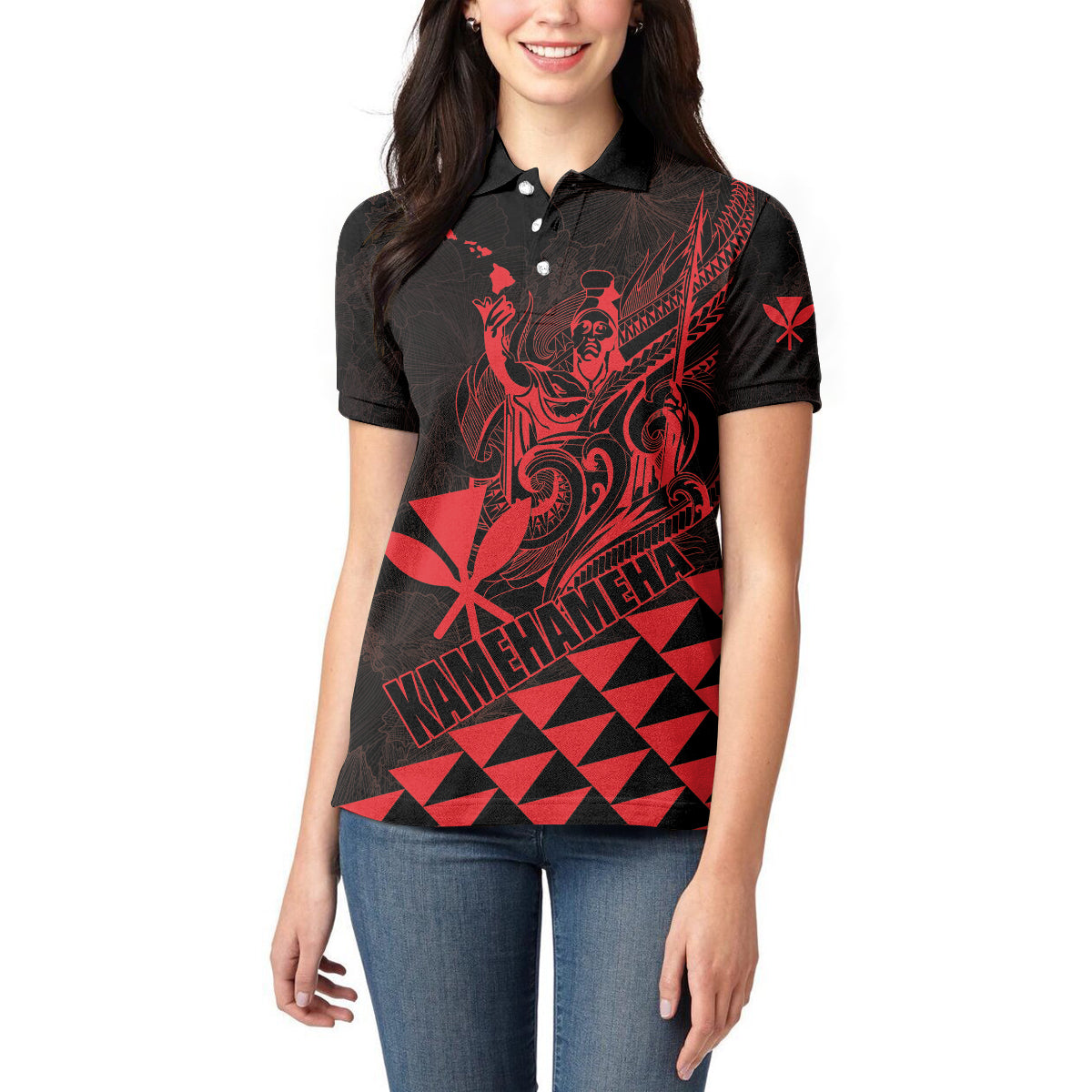 Personalized King Kamehameha Day Women Polo Shirt Kakau Polynesian Pattern LT01 - Polynesian Pride