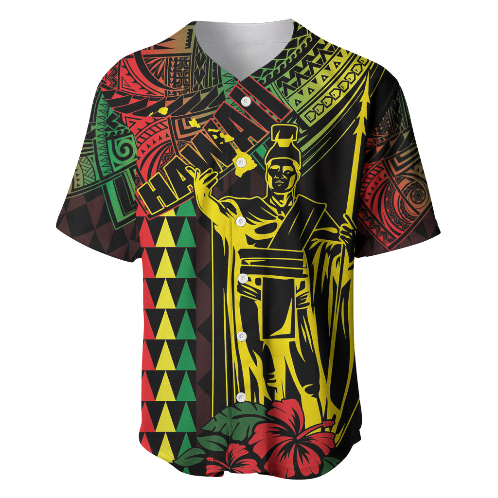 King Kamehameha Day Baseball Jersey Hawaii Kakau Reggae LT01 Black - Polynesian Pride