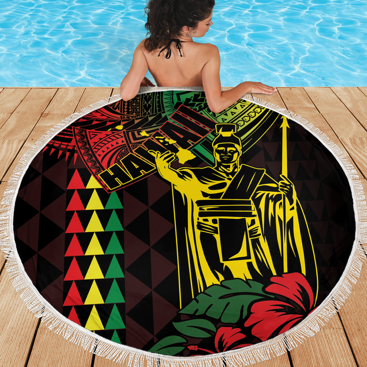 King Kamehameha Day Beach Blanket Hawaii Kakau Reggae LT01 - Polynesian Pride