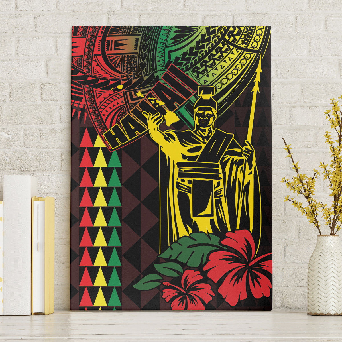 King Kamehameha Day Canvas Wall Art Hawaii Kakau Reggae LT01 Without Frame Black - Polynesian Pride