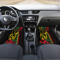 King Kamehameha Day Car Mats Hawaii Kakau Reggae LT01 Set 2pcs - Front Black - Polynesian Pride