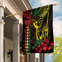 King Kamehameha Day Garden Flag Hawaii Kakau Reggae LT01 House Flag Black - Polynesian Pride