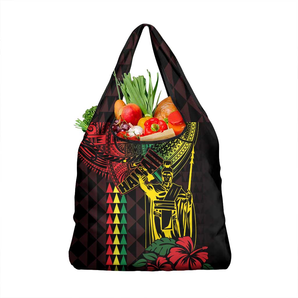 King Kamehameha Day Grocery Bag Hawaii Kakau Reggae LT01 1-pack One Size Black - Polynesian Pride