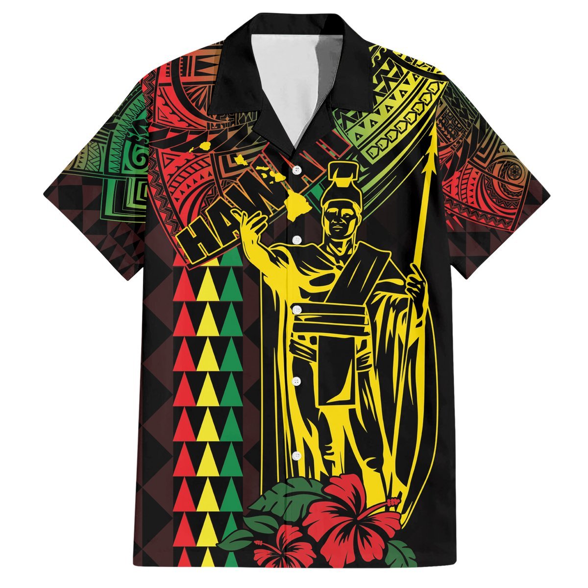 King Kamehameha Day Hawaiian Shirt Hawaii Kakau Reggae LT01 Black - Polynesian Pride