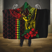 King Kamehameha Day Hooded Blanket Hawaii Kakau Reggae LT01 One Size Black - Polynesian Pride