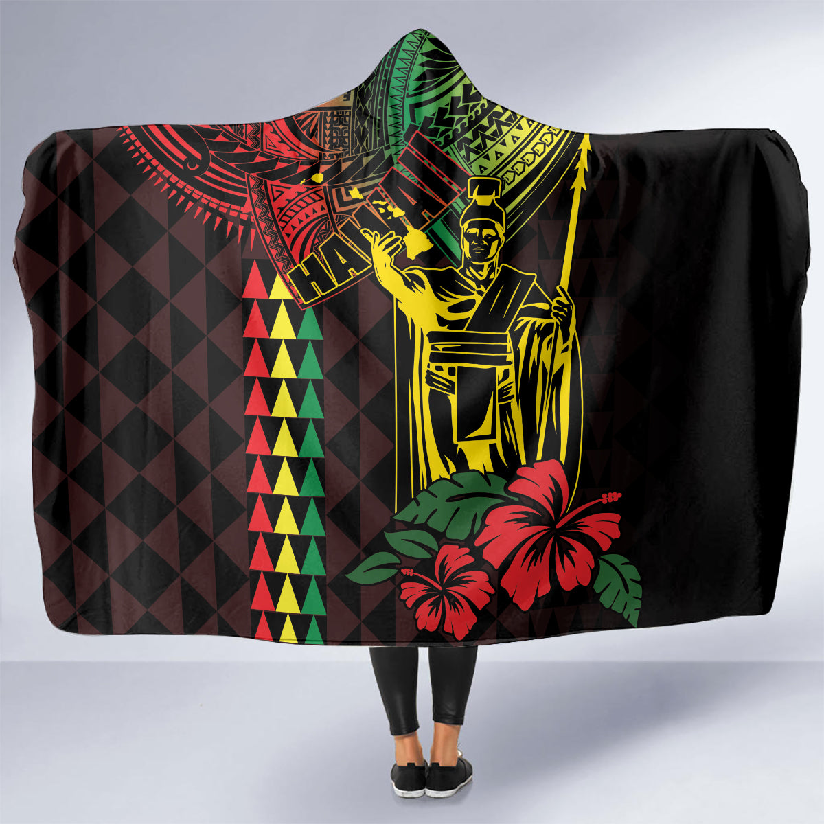 King Kamehameha Day Hooded Blanket Hawaii Kakau Reggae LT01 - Polynesian Pride