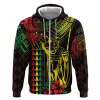 King Kamehameha Day Hoodie Hawaii Kakau Reggae LT01 Zip Hoodie Black - Polynesian Pride