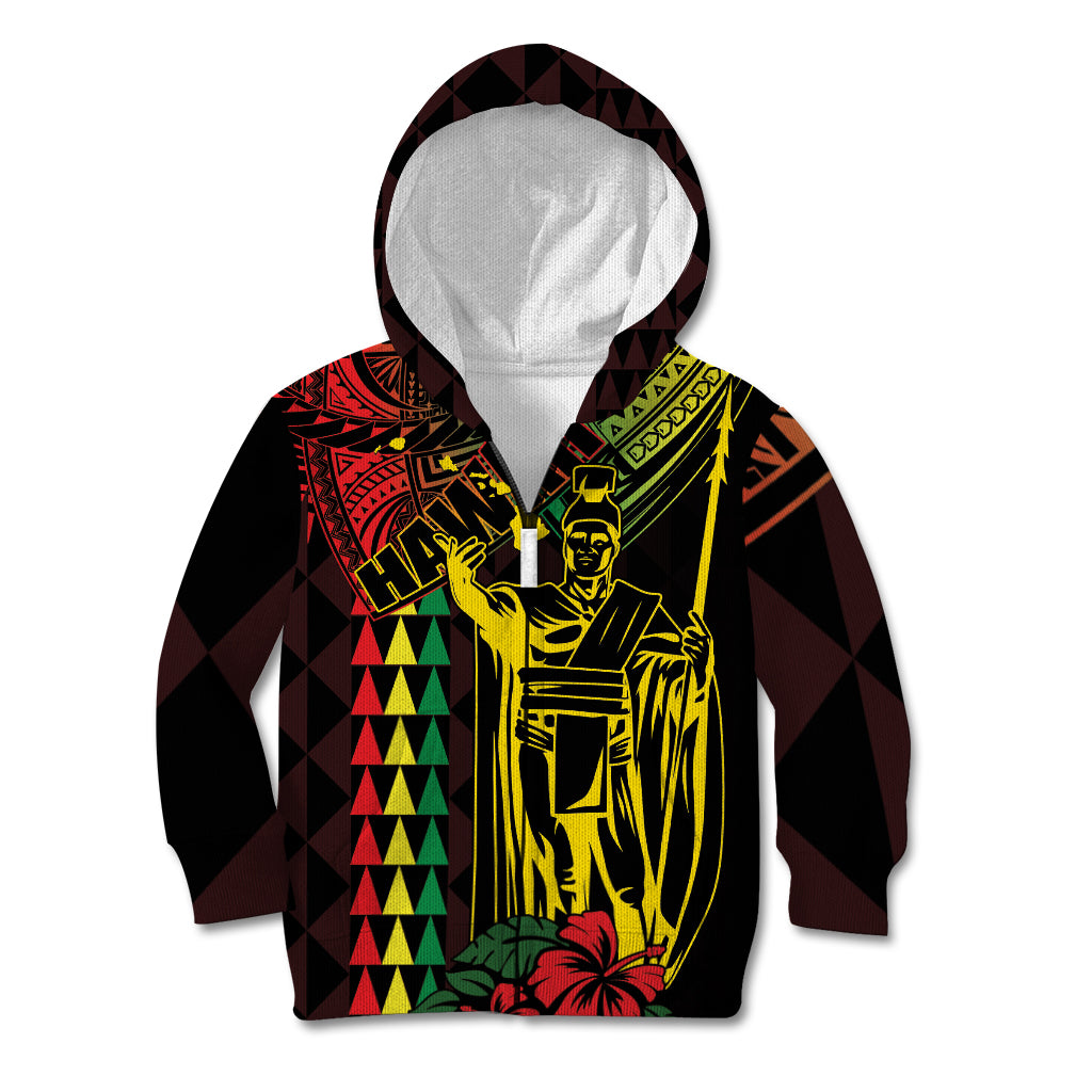 King Kamehameha Day Kid Hoodie Hawaii Kakau Reggae LT01 Zip Hoodie Black - Polynesian Pride