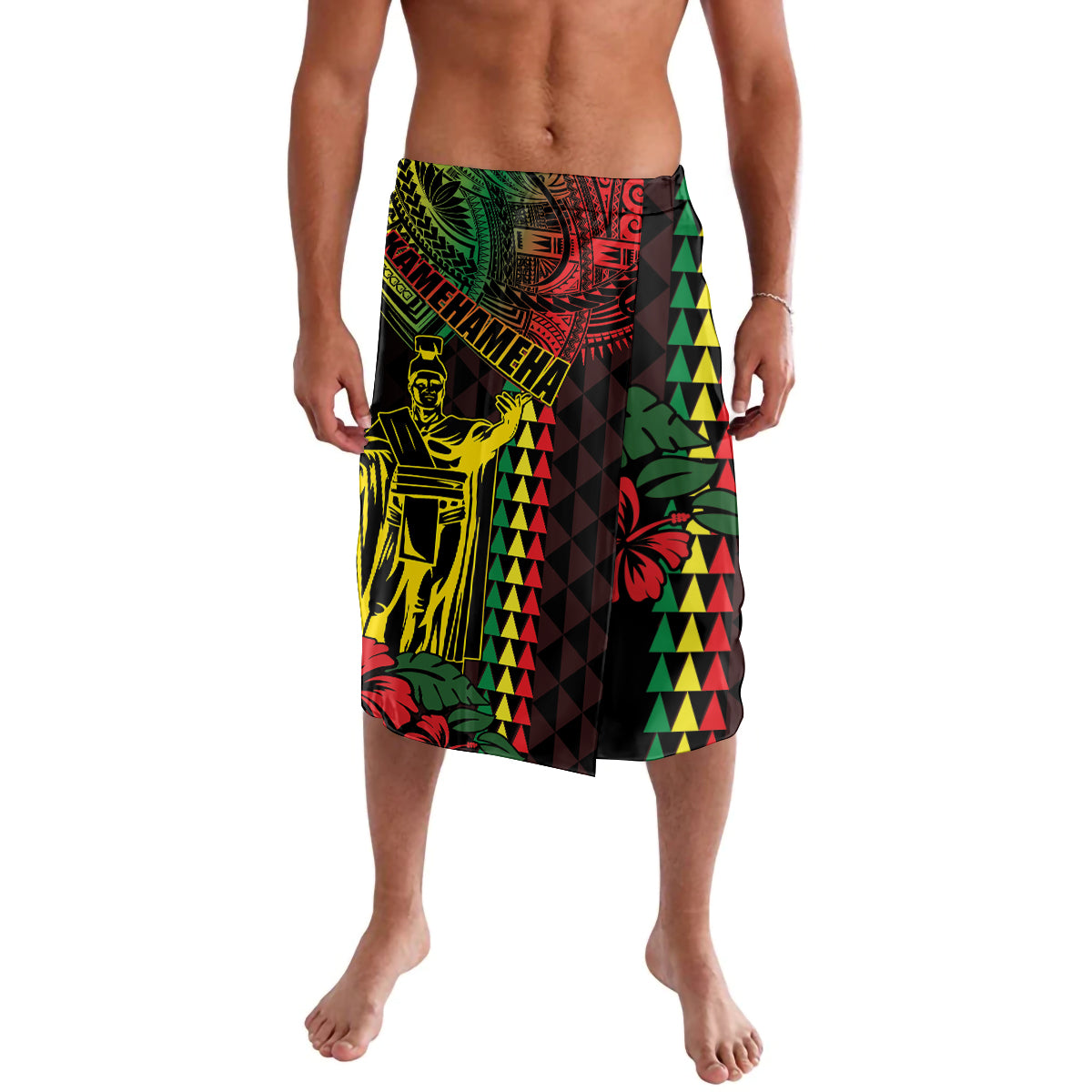 King Kamehameha Day Lavalava Hawaii Kakau Reggae LT01 Black - Polynesian Pride