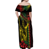 King Kamehameha Day Off Shoulder Maxi Dress Hawaii Kakau Reggae LT01 - Polynesian Pride
