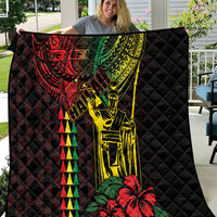 King Kamehameha Day Quilt Hawaii Kakau Reggae LT01 Black - Polynesian Pride