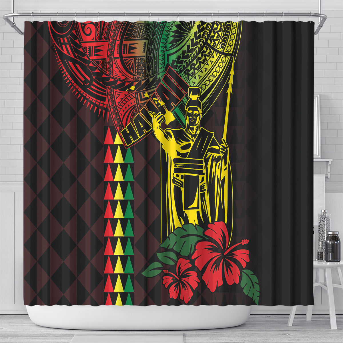 King Kamehameha Day Shower Curtain Hawaii Kakau Reggae LT01 - Polynesian Pride