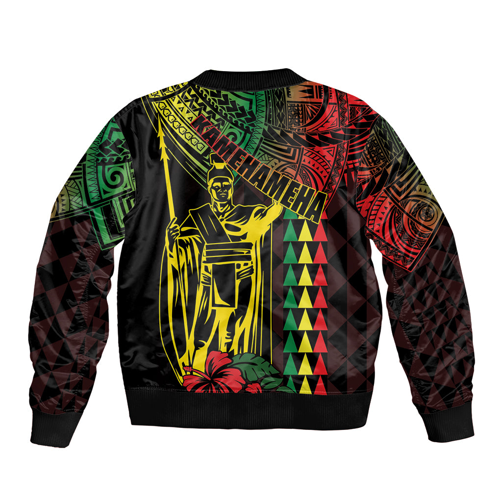 King Kamehameha Day Sleeve Zip Bomber Jacket Hawaii Kakau Reggae LT01 - Polynesian Pride